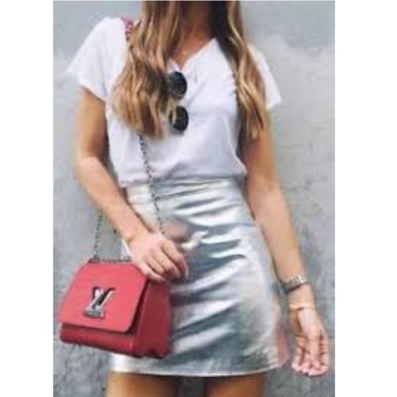 Zara Dresses & Skirts - Zara leather metallic mini EUC